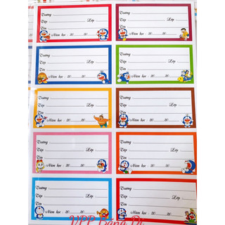 10 nhãn vở ô trung có keo dán bất kì