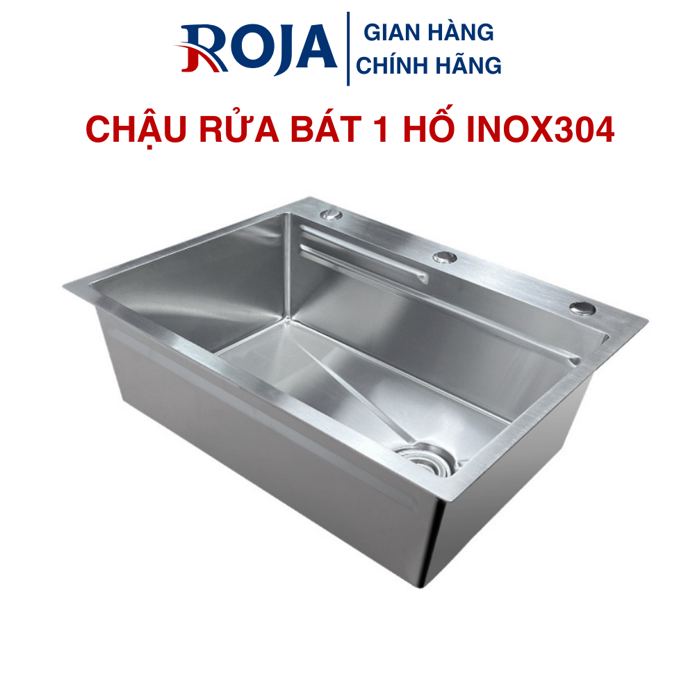 Chậu Rửa Bát Inox304, Có Rãnh Giúp Tăng Cứng Chậu Và Để Phụ Kiện Khay, Rổ, Thớt, Chậu Có SiZe 68x46 