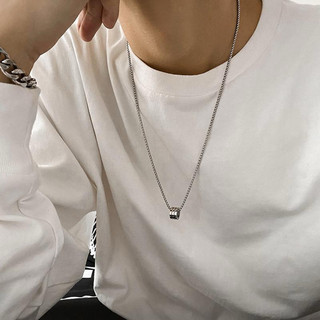 Dây chuyền trơn kèm mặt dây tròn hoạ tiết unisex - thép không gỉ - dc056
