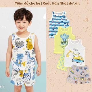 Bộ sát nách/3 lỗ thông hơi/ cotton giấy bé trai xuất Hàn dư xịn The Minou