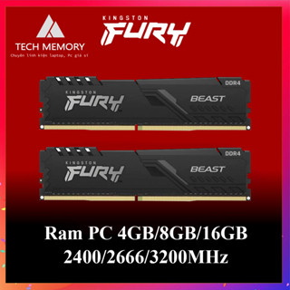 Ram PC Kingston Fury Beast Black 4GB/8GB/16GB DDR4 2400/2666/3200Hz - Chính Hãng New 100% - Bảo Hành 36 Tháng