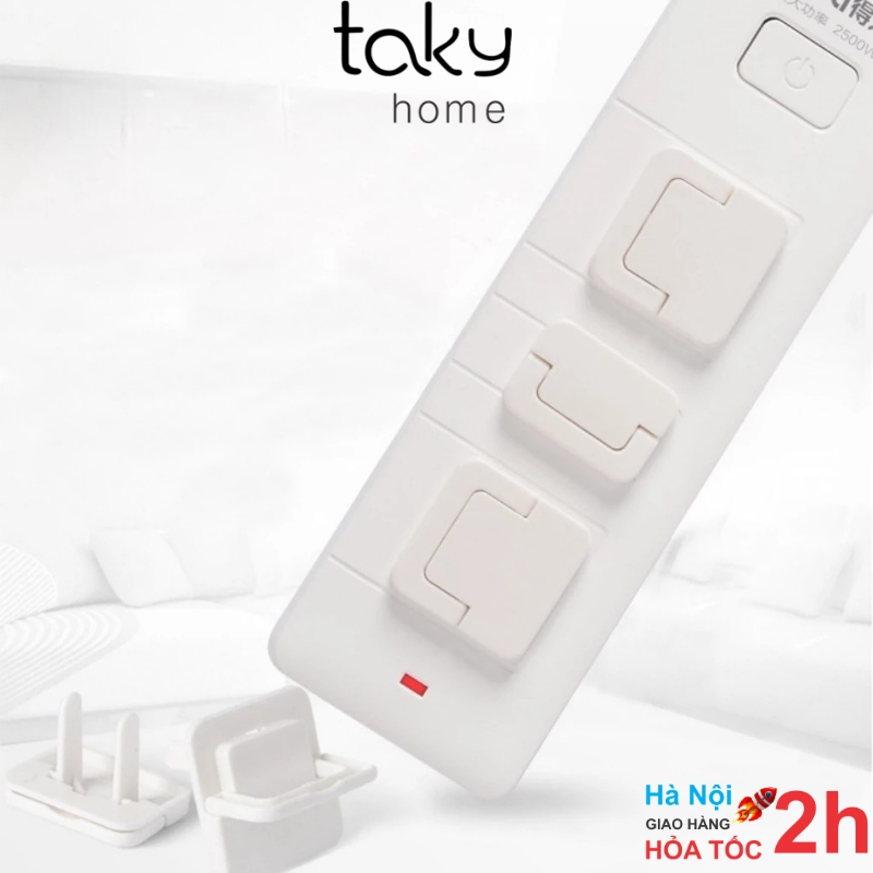 10 Nút Nhựa Bịt Ổ Điện - TakyHome , Bịt Chống Giật 2 Chân Nhỏ Gọn Tiện Dụng Bảo Vệ An Toàn Cho Bé, Chắc Chắn. 8800