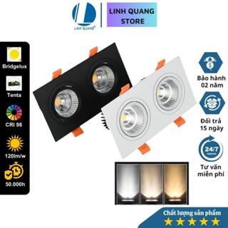 Đèn Led âm trần đôi spotlight Linh Quang CRI>98 10w/14w/20w, lỗ khoét L160xW75mm