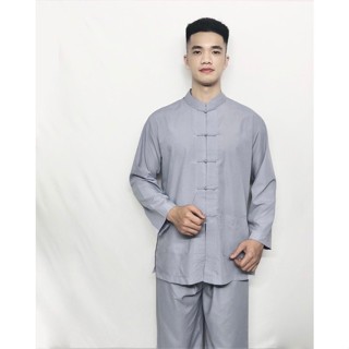  BỘ ĐỒ LAM ĐI CHÙA - DÀNH CHO NAM - MẪU LÃNH TỤ CỔ TÀU TAY DÀI - ÁO CÓ 2 TÚI 