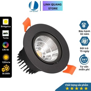 Đèn Led âm trần chiếu điểm D70 Linh Quang Win CRI>98, spotlight COB 5w/7w vỏ đen