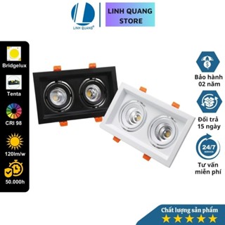 Đèn LED chiếu điểm, âm trần đôi Linh Quang xoay 360 độ CRI>98
