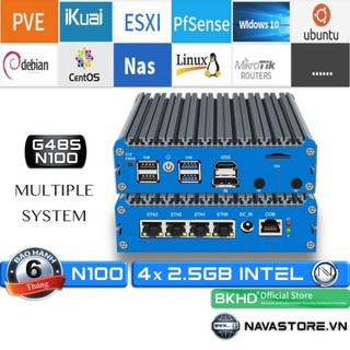  PC Router Beikong G48S N100 không quạt (Fan), DDR5, Bộ định tuyến Routeros, PFSense, Linus...