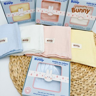 Khăn sợi tre lụa cho bé KidAndMom Bunny đa năng làm khăn tắm khăn quấn chăn đắp điều hoà mềm mịn thoáng size 110x100cm