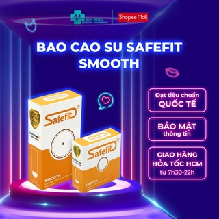 Bao cao su Safefit Smooth hộp 3 chiếc, 12 chiếc siêu mỏng nhiều gel bôi trơn, bcs size nhỏ 49mm