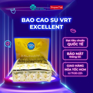  Bao cao su size nhỏ trung bcs gia đình VRT Excellent hộp 144 chiếc size 49mm 52mm tiêu chuẩn Đức 