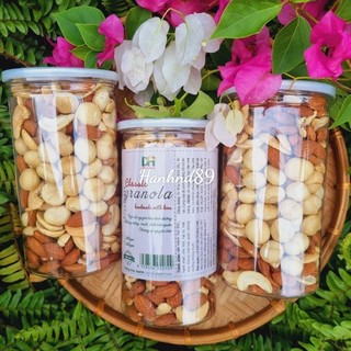 Hũ 500g granola siêu hạt macca mix 3 loại hạt ( macca+hạnh nhân+hạt điều)