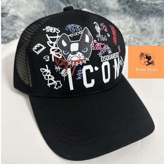 Mũ lưỡi trai DSQ, Icon trắng bulldog nón kết phối lưới có khoá cao cấp nam nữ 106