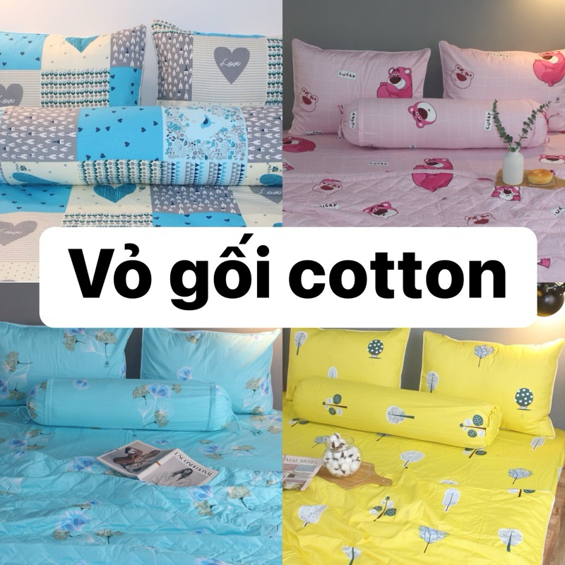 Vỏ gối nằm, áo gối 40x60, 50x70 cotton 100% ( ảnh thật)