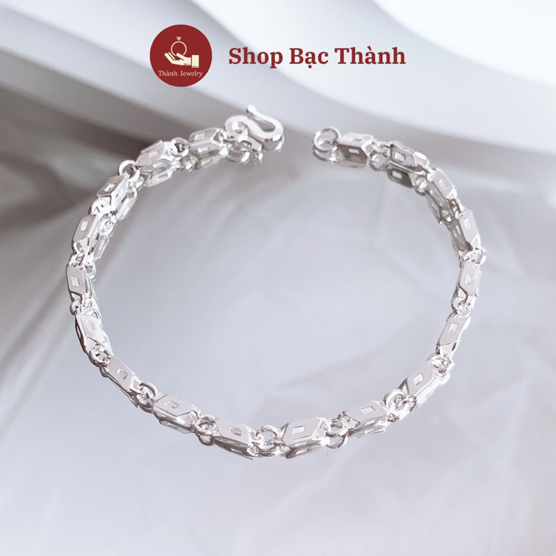 Lắc Tay Nam Bạc Ta kiểu mắt cáo cá tính (Tặng Kèm Hộp, Có Bảo Hành Làm Sáng)