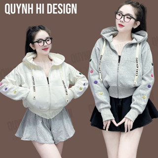 QUYNH HI design | Áo khoác NỈ cotton mặt cười thêu,  style babi xinh iu, tiểu thư xinh xắn