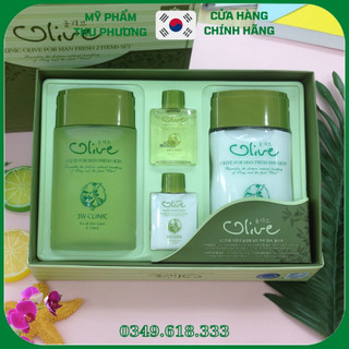 Bộ Mỹ Phẩm Chăm Sóc Da Mặt Cho Nam Giới Dưỡng Trắng Ẩm Da 3W CLINIC OLIVE For Man Fresh 2 Items Set