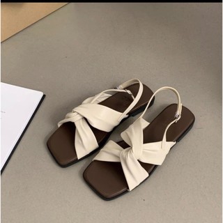 Dép sandal nữ dây xoắn da mềm 3 màu hottrend D17