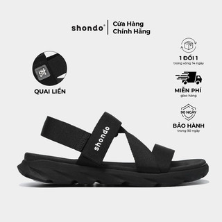 Giày sandal Shondo Nam Nữ Quai Liền Đen Full F6S1111