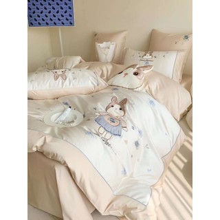 Bộ Chăn Ga Gối Lụa Tencel 100s Thỏ 𝓢𝓽𝓮𝓵𝓵𝓪 𝓛𝓸𝓾