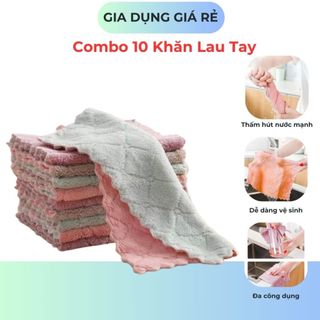 Combo 10 Khăn Lau Tay Nhà Bếp 2 Mặt Siêu Thấm (Klt04)