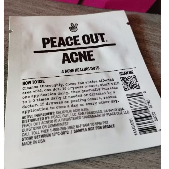 [Usa]sample 4 miếng dán giảm xẹp mụn Acid/Retinol Peace out
