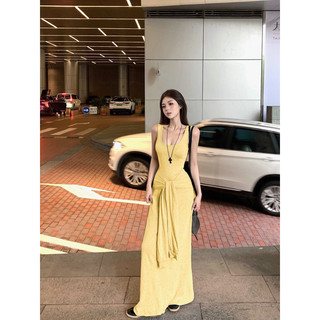 thelei váy đầm hai dây maxi dáng dài thun ôm body basic đơn giản áo buộc hông hở ngực sexy