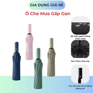 Ô Che Mưa Gấp Gọn Nhiều Màu, Ô Che Nắng Chống Tia UV Ngoài Trời, Dù Gấp Tự Động Rất Nhỏ Gọn Bỏ Vừa Balo Loại To