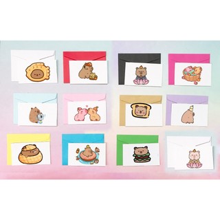 Thiệp sinh nhật capybara chuột vàng TSN16 thiệp quà tặng thiếp mini kèm phong bì