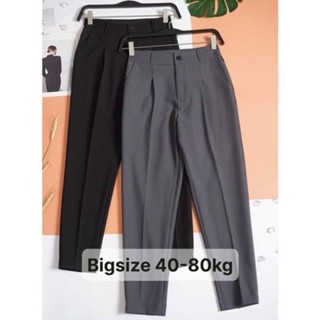  Quần tây nữ công sở lưng cao  bigsize 40-75  dáng đứng ống dài Chất vải trơn - Quần baggy đen cạp cao- Mã 333 