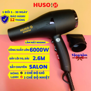 Máy sấy tóc salon thơm HUSO máy sấy công suất lớn 6000W, nóng lạnh, 2 tốc độ gió,3 chế độ nhiệt, ION sáng xanh