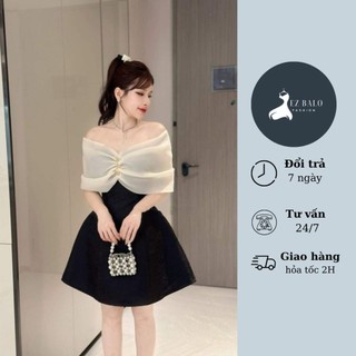 Đầm dự tiệc dáng xòe thiết kế trễ vai cánh tiên sang trọng EZ BALO