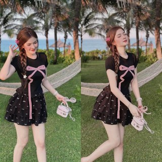 Set áo nơ kèm chân váy siêu xinh có bigsize