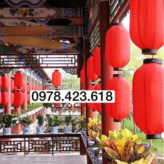 Đèn lồng đỏ trang trí Trung Thu- đèn lồng vải hình trụ dài chống nước giá rẻ trang trí nhà hàng,khai trương, khu du lịch