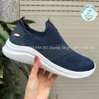 Giày thể thao Skechers 4 vạch xanh navy, giày đi bộ siêu êm mềm nhẹ, bền đẹp, chống trơn trượt cho nữ