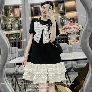 Váy nơ chân ren tầng váy bầu váy xuông bầu váy bầu mùa hè váy du lịch