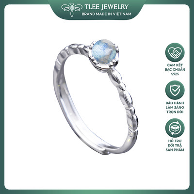Nhẫn bạc nữ bạc s925 TLEE đá moonsonte khói không kị mệnh giải tỏa suy nghĩ tiêu cực TLEE JEWELRY A0293