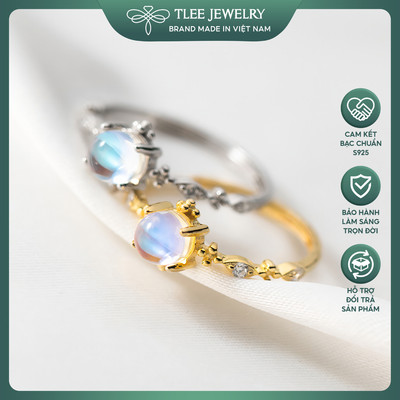 Nhẫn bạc nữ TLEE moonstone đính đá không kị mệnh xinh xắn TLEE JEWELRY A0292