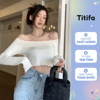Áo Thun Nữ Trễ Vai Dài Tay Chất Thun Gân Đẹp - Titifa Shop