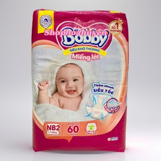 Miếng lót sơ sinh Bobby Nb1 64 miếng và Nb 2 60 miếng dùng cho bé sơ sinh Tã lót sơ sinh Bobby