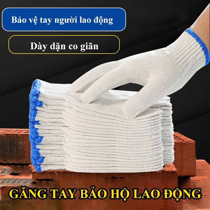 Găng tay bảo hộ BTOOL găng tay vải cotton màu trắng màu đỏ co dãn chống trơn trượt thoáng khí lao độ