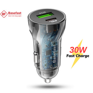 Tẩu sạc nhanh ô tô Basefast TS30 2 cổng sạc PD30W + QC3.0 cho dòng máy iP samsung Xiaomi oppo