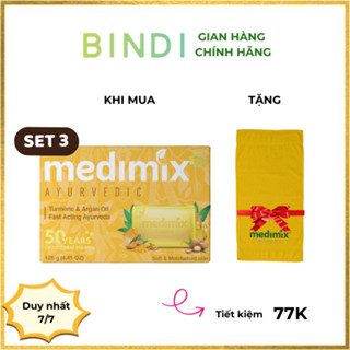 Set 3 Xà Phòng Medimix Nghệ & Dầu Argan 125g/bánh tặng Khăn tắm Medimix 100% cotton