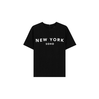 COCO SIN - Áo Lụa In Logo New York Soho Cổ Tròn