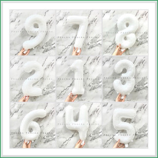 Bóng số 40cm trắng mừng sinh nhật hpbd