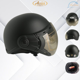 Mũ bảo hiểm chính hãng ASIA MT105K size đầu 57-59cm đen nhám - Kính trà chống chói lóa - Bảo hành 12 tháng