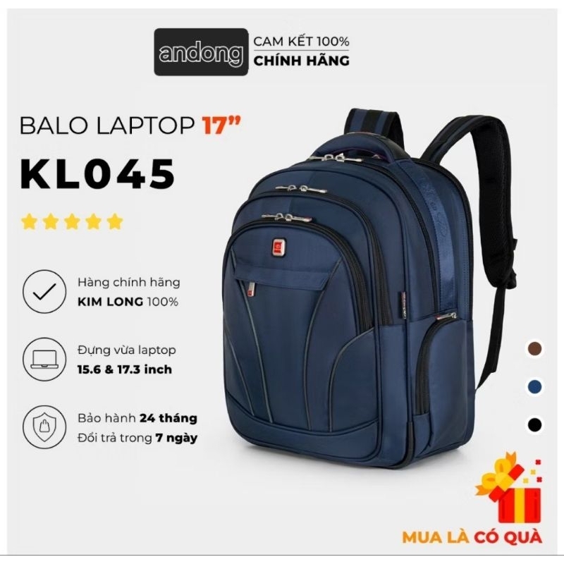 BALO LAPTOP  17.3 INCH CHỐNG SỐC KIM LONG KL045  MÀU NÂU.