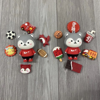 Jibit, sticker, set charm cáo mặc áo thể thao trang trí dép sục, dép crocs