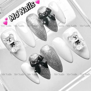 (Tặng hộp,keo MxBon) Nail Box thiết kế dễ thương charm gấu trong suốt nhũ lấp lánh M33 nhà Mơ Nails