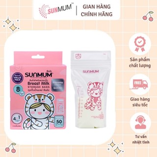 Túi trữ sữa Sunmum 250ml, 150ml, 100ml khóa zipper 3 lớp, chống đổ, chính hãng Thái Lan