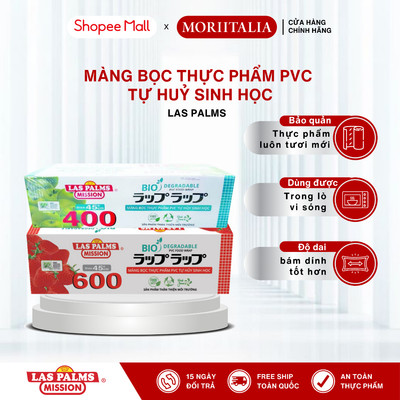 Màng bọc thực phẩm Las Palms Mission PVC Tự Hủy Sinh Học-45cm x 500m,Nguyên liệu nhập khẩu Hàn Quốc
